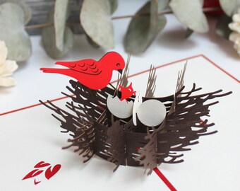 3D birds handmade pop up card birds greeting card birthday pop up greeting card bird nest