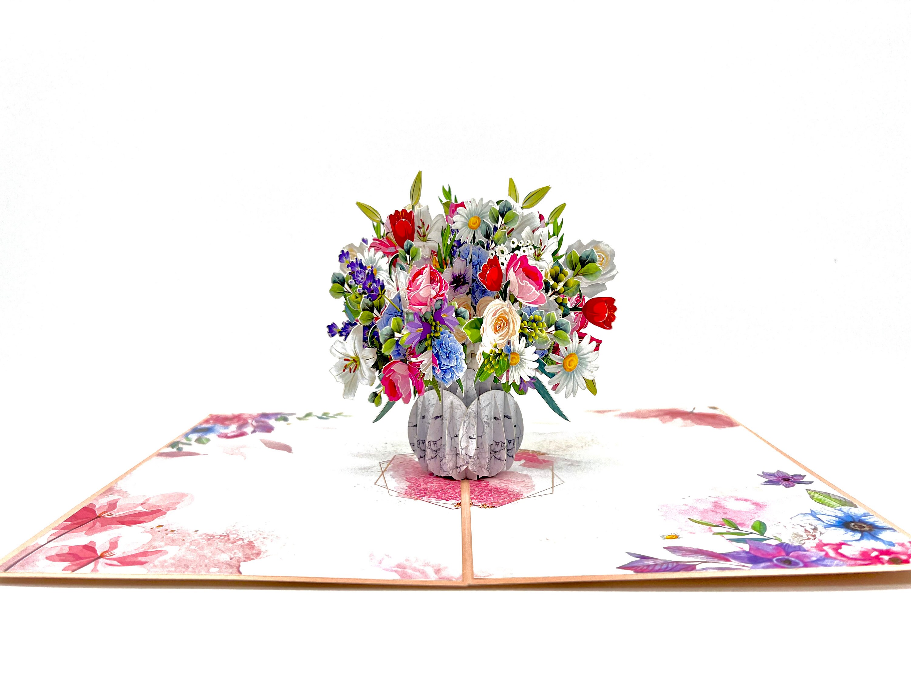 IKemiter Romantique Floral Amour Carte 3D Pop-up Fleur Carte De