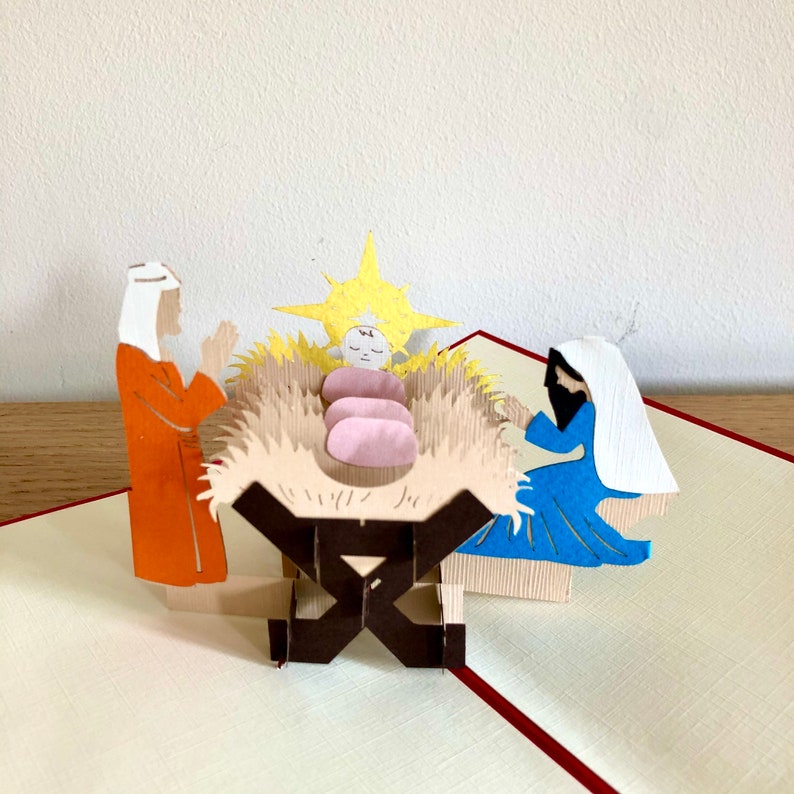 Religious Nativity Christmas Pop up Card Father Christmas Card Etsy