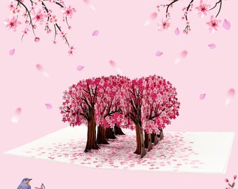 Cherry blossom tree pop up card, 3D cherry blossom tree pop up, get well soon, thank you card, greenhouse card