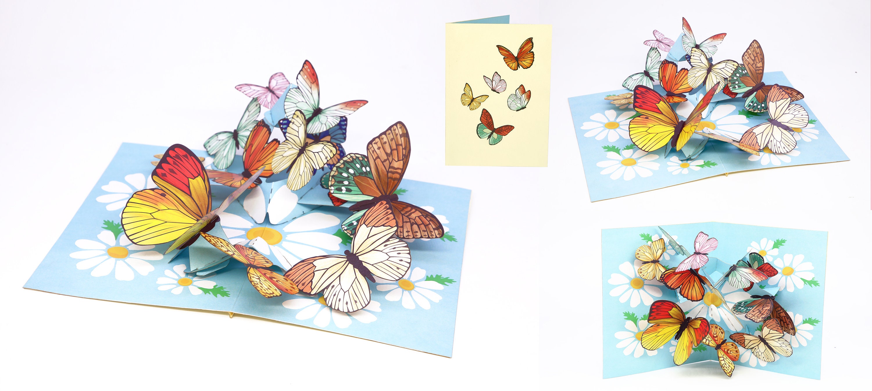 Mothers Day Birthday Greeting Card 3D Handmade Butterfly And Flowers Gift WE 
