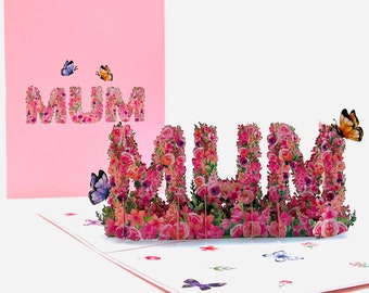 Mum Birthday pop up card, Mother's day pop up, 3d Mum card, Thank you card, Thinking of you, Special card for Mum