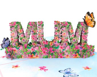Floral "MUM" Pop Up Card: Mother's Day Birthday Card