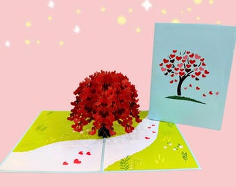 3D Herz Baum Pop-Up Karte, Jubiläum Valentinstag Hochzeitskarte