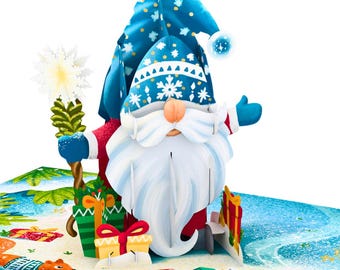 Personalized Winter Gnome Pop-Up Card: 3D Christmas Holiday Greeting