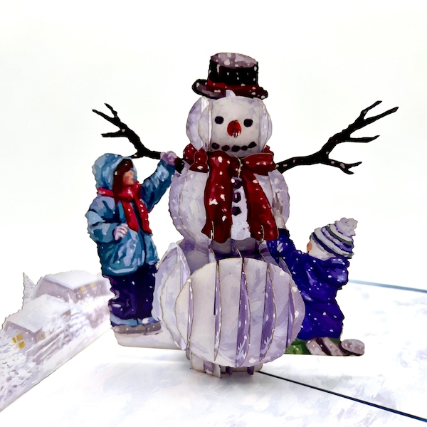 Snowman pop up card Christmas tree pop up card Father Christmas card Festive Season card 3D pop up greeting card Christmas gift