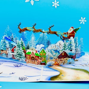 Carte de Noël pop-up 3D - Carte de voeux festive pour les fêtes de fin d'année