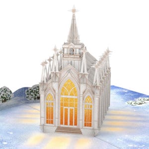 Personalised Chapel Christmas Pop-Up Card - 3D Holiday Greeting Card with Festive Church Design