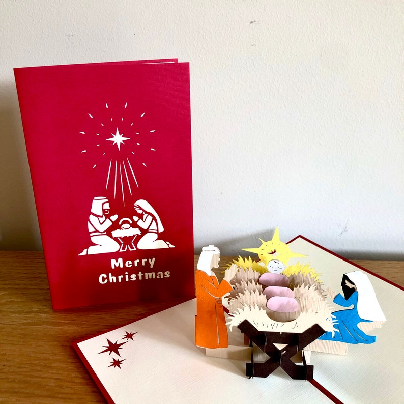 Religious Nativity Christmas Pop up Card Father Christmas Card Etsy