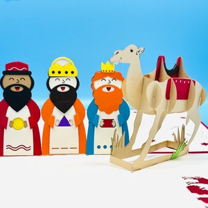 Christmas pop up card Father Christmas card Festive Season card 3D pop up greeting card Christmas gift Reindeers 3D laser cut