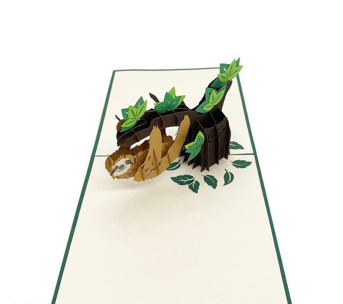 Sloth Pop up Card 3d Sloth Birthday Pop up Card Etsy