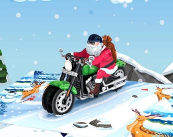Pop-Up Weihnachtskarte Weihnachtsmann auf Motorrad – Lustiges 3D-Design für Biker und Weihnachtsfans Weihnachtsdekoration Weihnachtsgeschenk