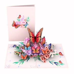 Personalisierte Pop Up Karte, 3D Blume Schmetterling Pop Up Karte, Geburtstagskarte, Mama Muttertagskarte