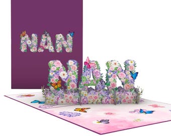 Floral "NAN" Pop Up Card: Mother's Day, Birthday Card