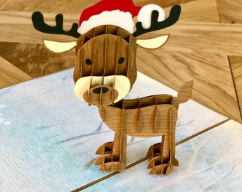 Christmas Reindeer Pop-Up Card: Festive Handmade Greeting Card