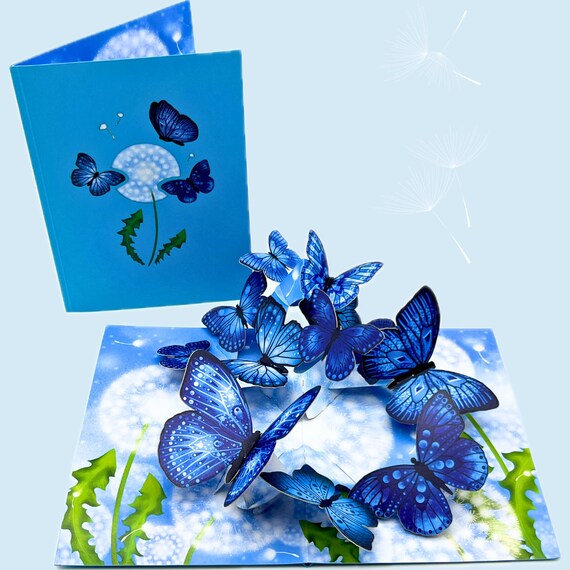 Carte pop-up 3D faite main papillon et fleur, carte de fête des