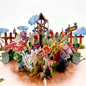 Garden flower wellington boots pop up cards birthday 3d pop up card, Father's day card, Easter card, Lavender card, pop up daffodil card