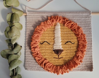 Lion wall hanging crochet pattern - Wall hanging decoration pattern - Wall decoration pattern - Crochet decoration - Nursery wall decoration