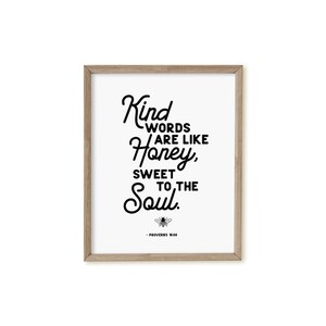 Kind Words, INSTANT DOWNLOAD, Scripture, Faith, Bible Verse, Christian Art, Typography, Printable Wall Decor