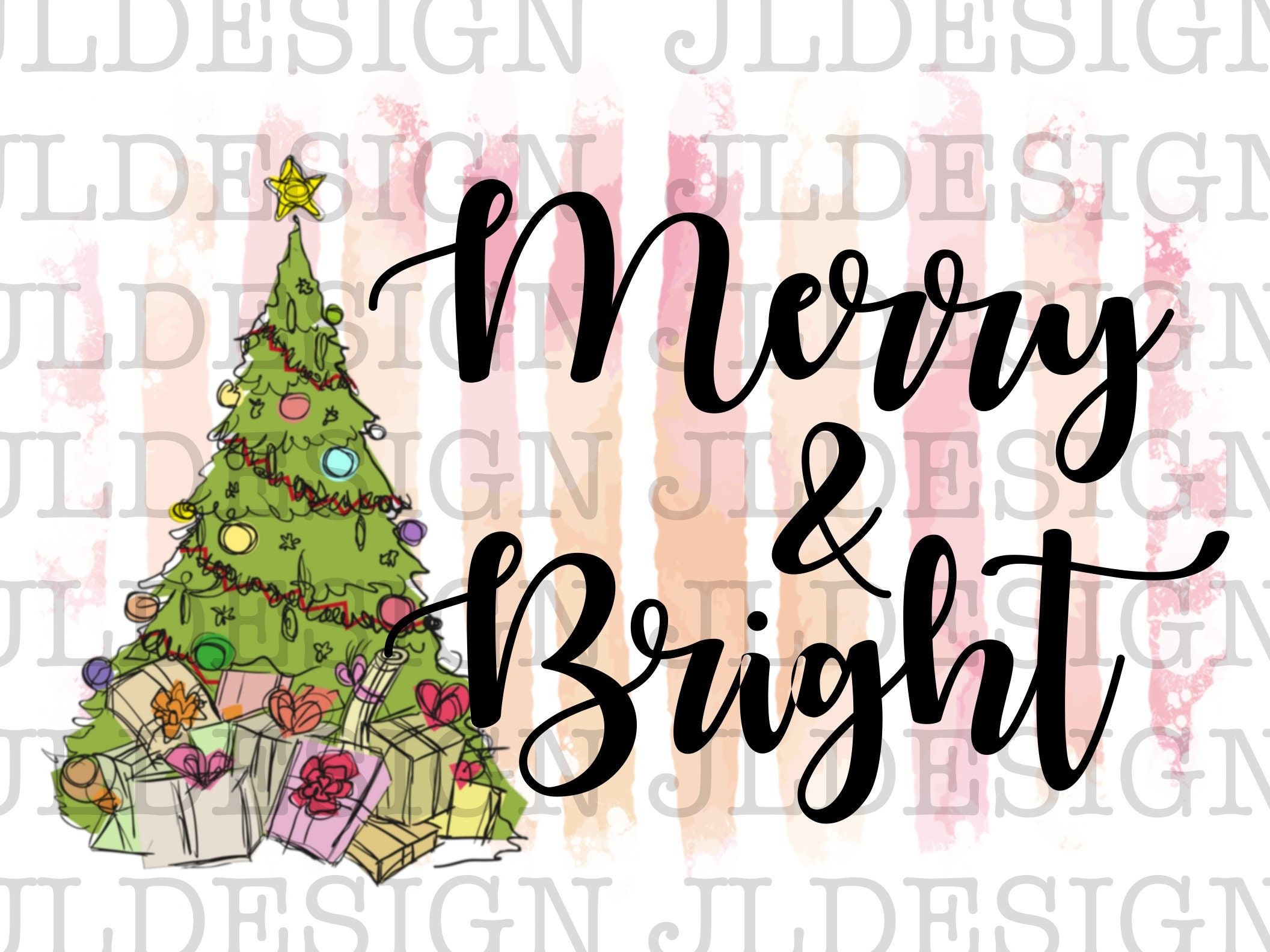 Sublimation Design Christmas Png Merry And Bright Png Digital Download Merry Christmas Png