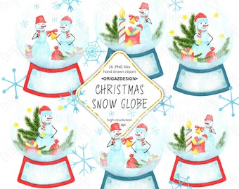 Classic Christmas ClipArt Watercolor Winter Clip Art Snowman Vintage Christmas set New Year Xmas Lights PNG instant download Commercial use