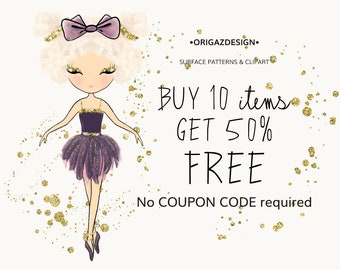 Coupon: Buy three items for the price of two digital paper Clipart wall art