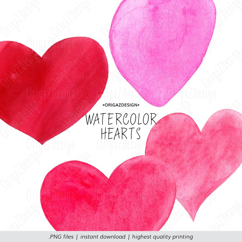 Download Heart Clipart Valentines day watercolor Heart png bundle ...