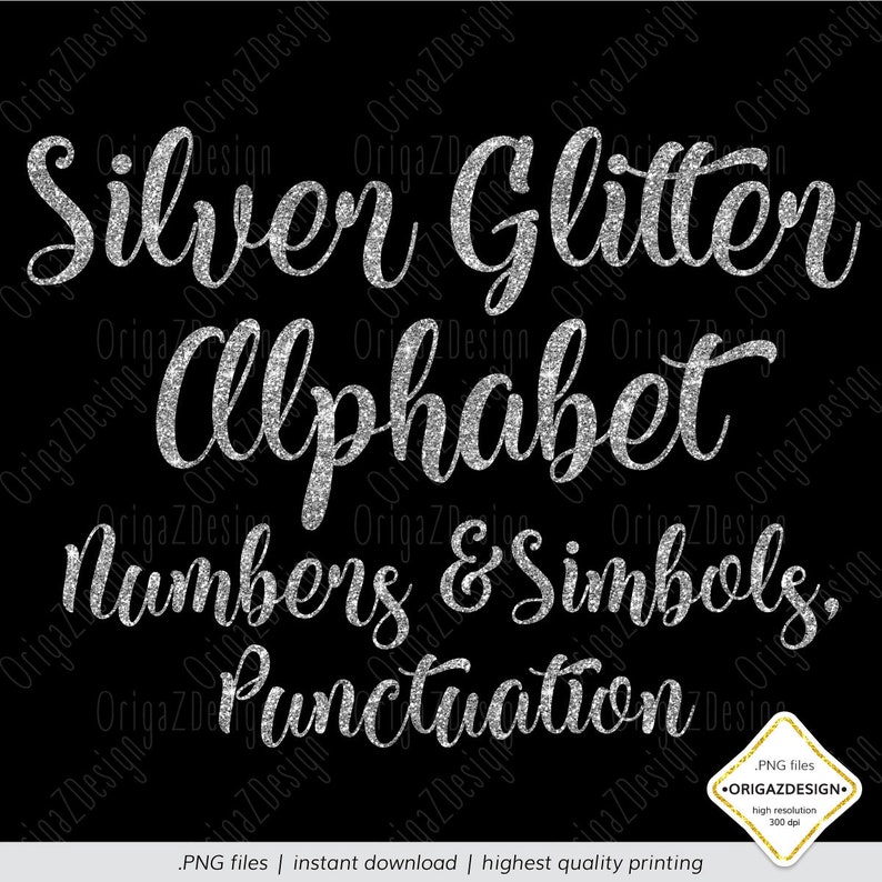 Silver Glitter Alphabet Silver Glitter letters sparkle Etsy