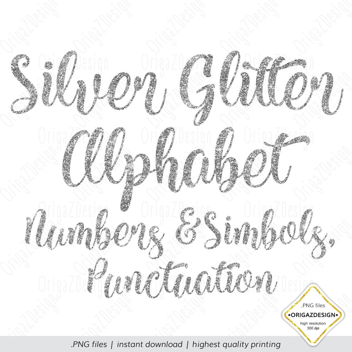 Silver Glitter Alphabet Silver Glitter letters sparkle | Etsy