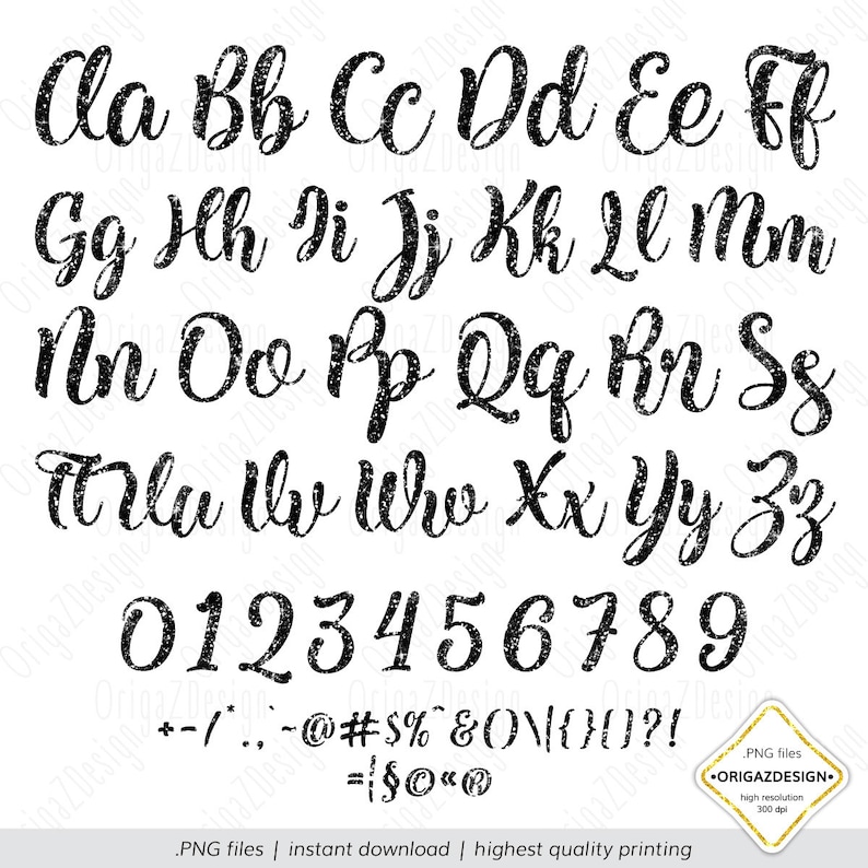 Black Glitter letters sparkle alphabet Clipart Numbers Digital font for halloween Planner stickers clip art PNG Black Glitter Alphabet