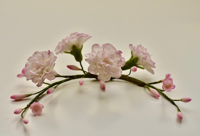 Carnation Crescent Handmade Sugar Icing Flower Arrangement Etsy