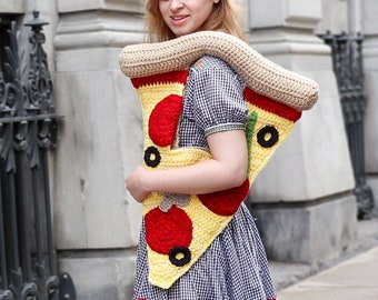 PDF PATTERN Crochet Pizza Bag Purse Trick Or Treat Halloween Candy Bag Novelty Food Funny Costume Cosplay