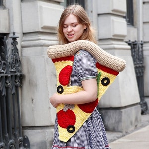 PDF PATTERN Crochet Pizza Bag Purse Trick Or Treat Halloween Candy Bag Novelty Food Funny Costume Cosplay