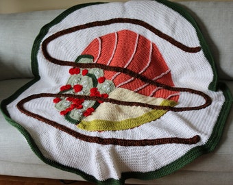Sushi Blanket PDF Crochet Pattern Novelty Food Round Blanket
