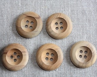 5 Holzknöpfe, 33 mm ,30 mm, 25 mm, 23 mm, 20 mm, 18 mm oder 15 mm