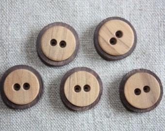 5 Holzknöpfe, 33 mm, 23 mm oder 18 mm