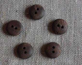 5 petits boutons en bois, 12 mm ou 15 mm