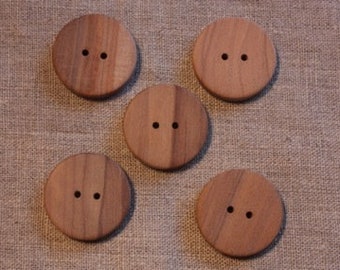 5 wooden buttons made of olive wood, 20 mm, 26 mm