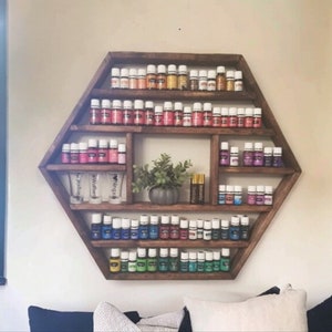 Hexagon essential oil shelf with square-large