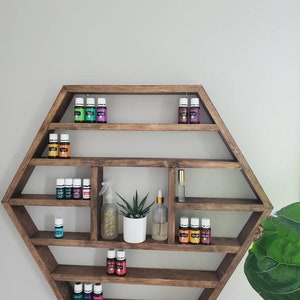 Hexagon shelf // essential oils // storage // wall decor // square