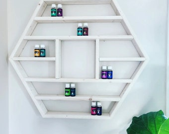 Hexagon essential oil shelf with square-large