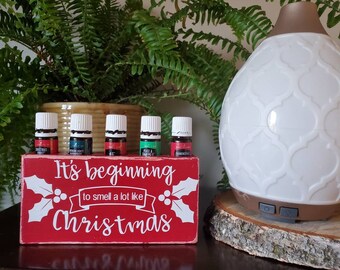 Essential oil display // oil shelf // Christmas storage