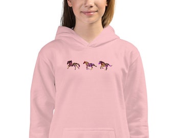 Tie Dye Horses Hoodie | Cadeau de cheval pour les filles | | cadeau Horse Lover Vêtements équestres | | cadeaux équestres Sweat à capuche d’équitation