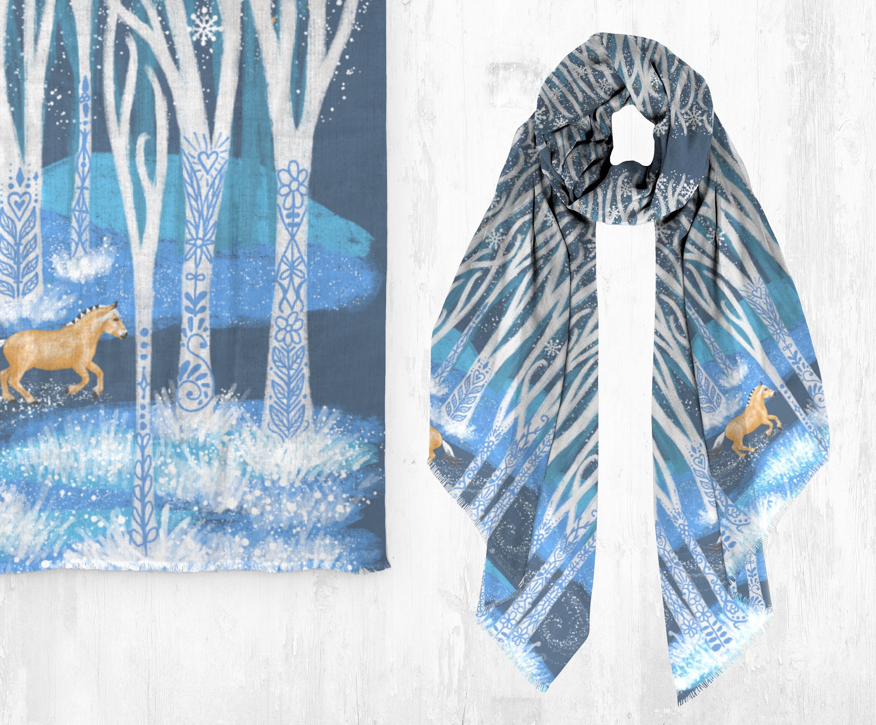 Designer Inspired Equestrian Carriage Horse “H” Scarf Wrap