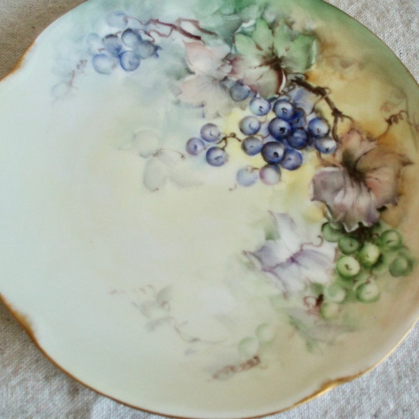 Hand Painted Louise Bavaria Plate Grape Motif Signed by Artist