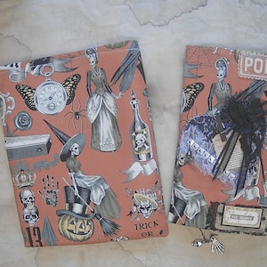 The Silence-a fabric covered spooky junk journal #1 with matching fabric book sleeve