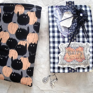 Happy Haunting a Spooky Haunted Halloween Junk Journal with fabric Book Sleeve Scrapbook Memory Keeper