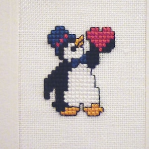 Vouwen kaartpinguïn met hart, met envelop