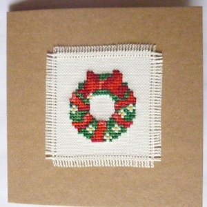 Christmas card greeting card wreath with bow square, including envelope