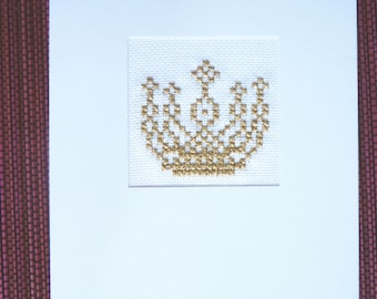 Grußkarte Goldene Krone weiß inkl. Umschlag